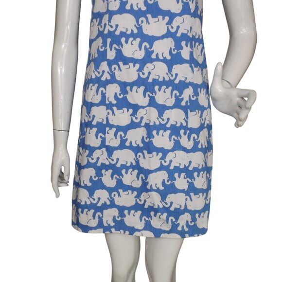 LILLY PULITZER Mini Dress, 2, Blue/White Elephants, Cathy Shift, Tusk in Sun - Picture 3 of 16
